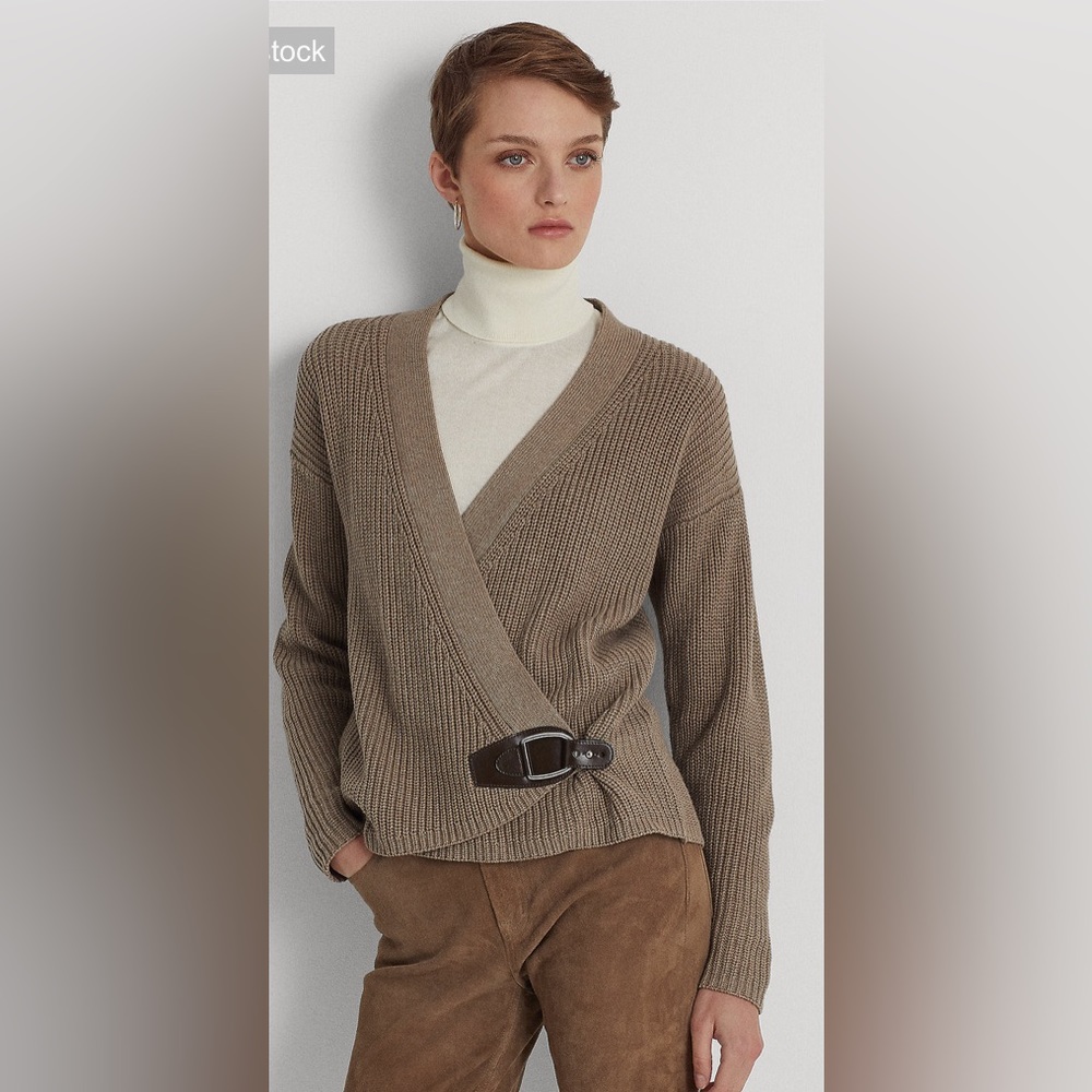 Lauren‎ Ralph Lauren Buckle-Trim Cotton Cardigan, Size XS - Picture 3 of 10